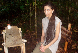 Ingrid Betancourt no cativeiro das FARC. Foto de 2007.