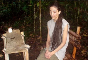 Ingrid Betancourt no cativeiro das FARC. Foto de 2007.